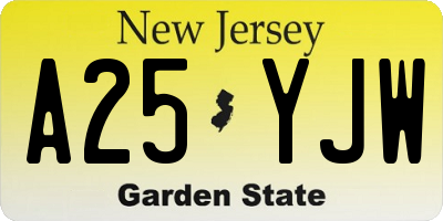 NJ license plate A25YJW