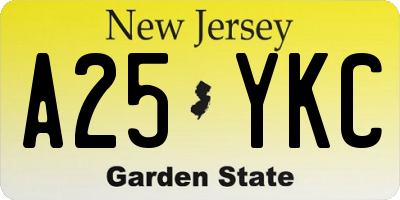 NJ license plate A25YKC