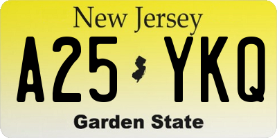 NJ license plate A25YKQ