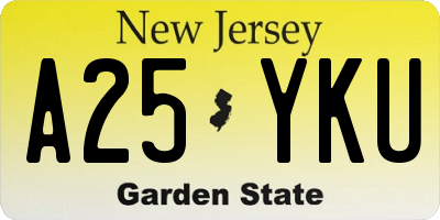 NJ license plate A25YKU