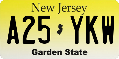 NJ license plate A25YKW