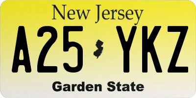NJ license plate A25YKZ