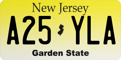 NJ license plate A25YLA