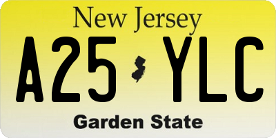 NJ license plate A25YLC