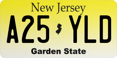 NJ license plate A25YLD