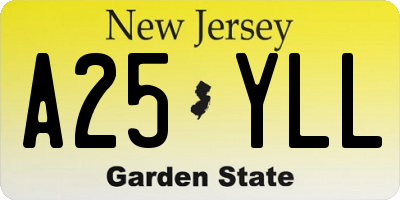 NJ license plate A25YLL