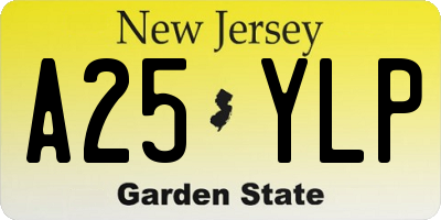 NJ license plate A25YLP