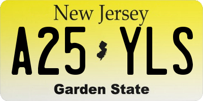 NJ license plate A25YLS