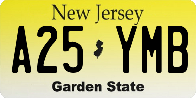 NJ license plate A25YMB