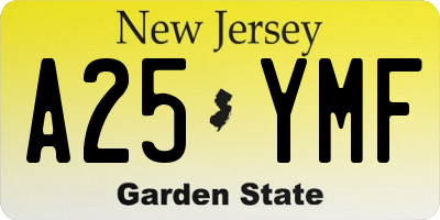 NJ license plate A25YMF