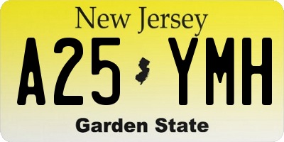 NJ license plate A25YMH