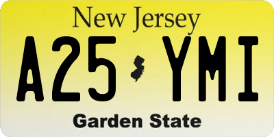 NJ license plate A25YMI