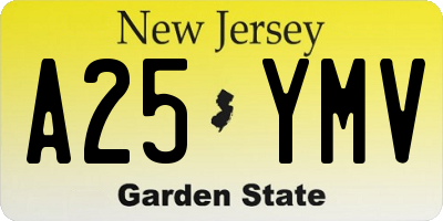 NJ license plate A25YMV