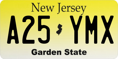 NJ license plate A25YMX
