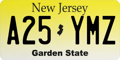 NJ license plate A25YMZ