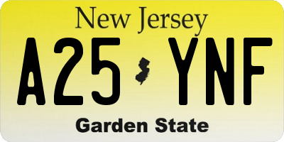 NJ license plate A25YNF