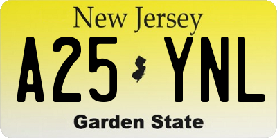 NJ license plate A25YNL