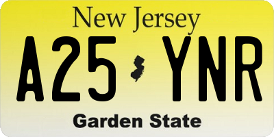 NJ license plate A25YNR
