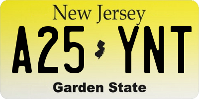 NJ license plate A25YNT