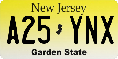 NJ license plate A25YNX