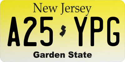 NJ license plate A25YPG