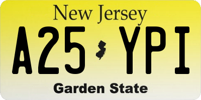 NJ license plate A25YPI