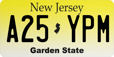 NJ license plate A25YPM
