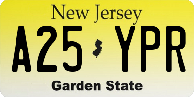 NJ license plate A25YPR