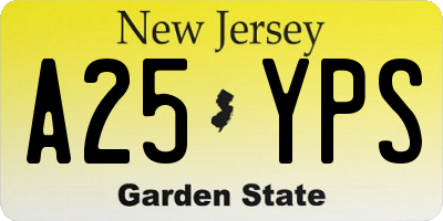 NJ license plate A25YPS