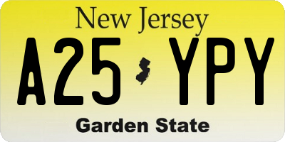 NJ license plate A25YPY
