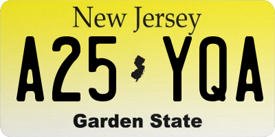 NJ license plate A25YQA
