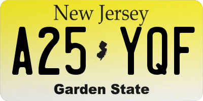 NJ license plate A25YQF