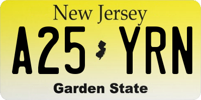 NJ license plate A25YRN