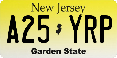 NJ license plate A25YRP