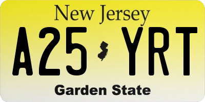 NJ license plate A25YRT