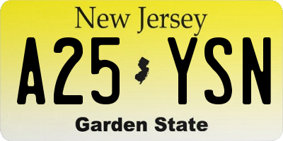 NJ license plate A25YSN