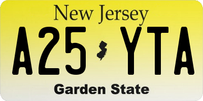 NJ license plate A25YTA
