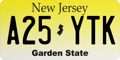 NJ license plate A25YTK