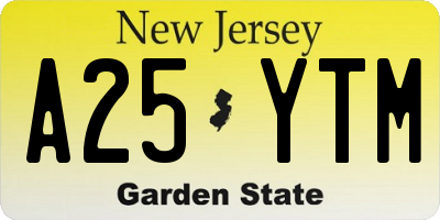 NJ license plate A25YTM