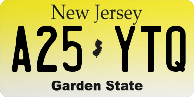 NJ license plate A25YTQ