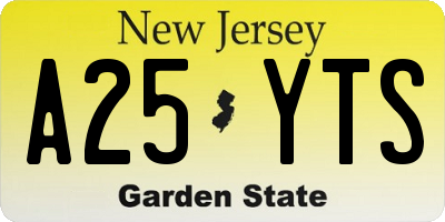 NJ license plate A25YTS