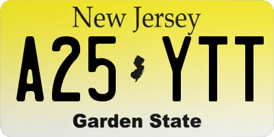 NJ license plate A25YTT