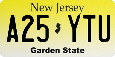 NJ license plate A25YTU