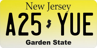 NJ license plate A25YUE