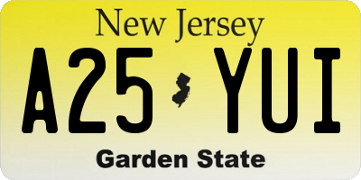 NJ license plate A25YUI