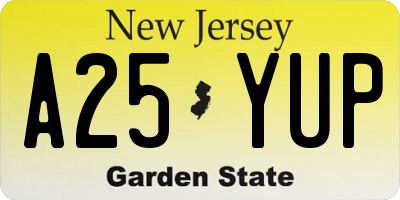 NJ license plate A25YUP