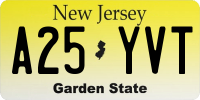 NJ license plate A25YVT