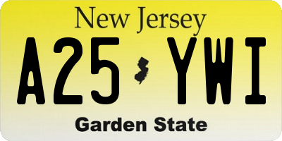 NJ license plate A25YWI