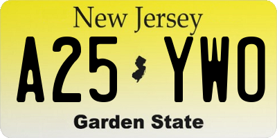 NJ license plate A25YWO