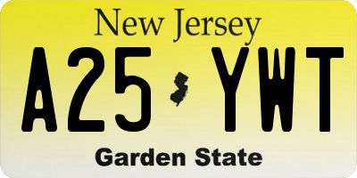 NJ license plate A25YWT